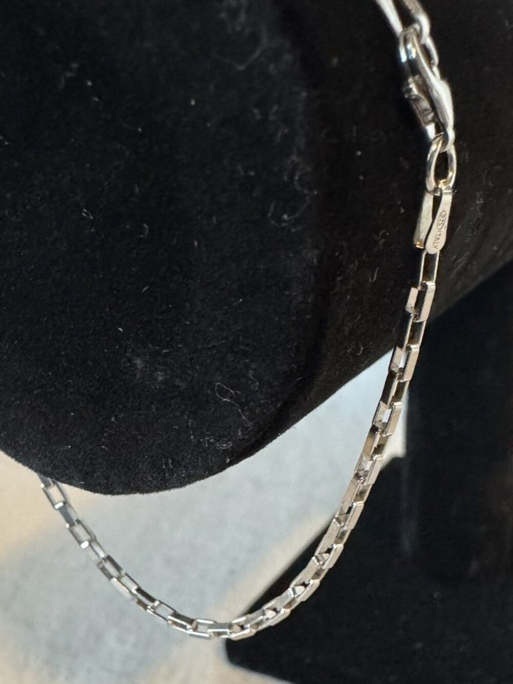 8" Long Box Link Bracelet 2.1mm 925 Sterling Silver Italian Made